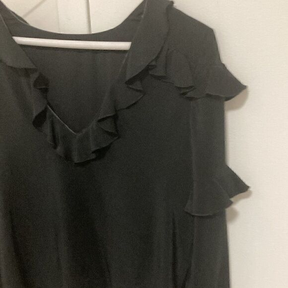 Alexis Silk Long Sleeve Ruffled Black Blouse. Size XS. - Picture 3 of 7